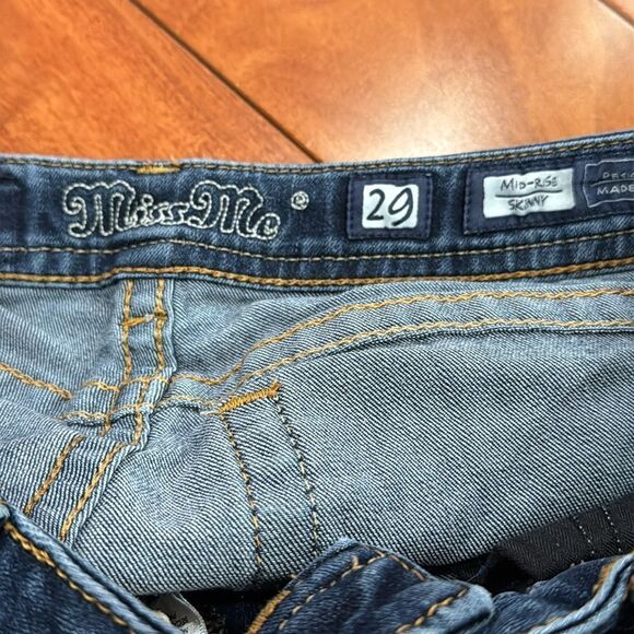 MISS ME Women's Plain Stretch Crop Skinny Zip Ankle Jeans Mid Rise Blue Size 29 - Picture 8 of 12